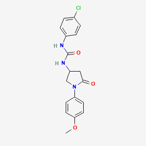 molecular formula C18H18ClN3O3 B2956521 1-(4-氯苯基)-3-[1-(4-甲氧基苯基)-5-氧代吡咯烷-3-基]脲 CAS No. 877640-49-8
