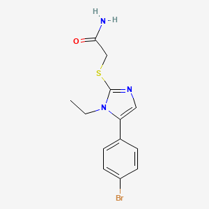 molecular formula C13H14BrN3OS B2956545 2-((5-(4-溴苯基)-1-乙基-1H-咪唑-2-基)硫代)乙酰胺 CAS No. 1207023-66-2