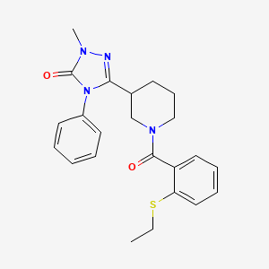 molecular formula C23H26N4O2S B2956549 3-(1-(2-(ethylthio)benzoyl)piperidin-3-yl)-1-methyl-4-phenyl-1H-1,2,4-triazol-5(4H)-one CAS No. 1396685-67-8