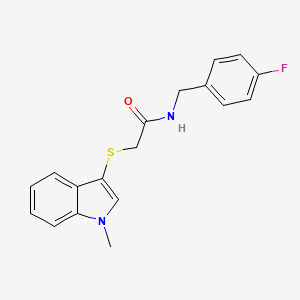 molecular formula C18H17FN2OS B2956553 N-[(4-fluorophenyl)methyl]-2-(1-methylindol-3-yl)sulfanylacetamide CAS No. 862825-63-6