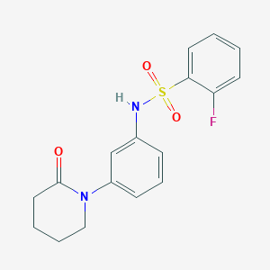 molecular formula C17H17FN2O3S B2956557 2-氟-N-(3-(2-氧代哌啶-1-基)苯基)苯磺酰胺 CAS No. 941939-54-4