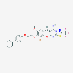 (6Z)-6-{3-bromo-4-[2-(4-cyclohexylphenoxy)ethoxy]-5-methoxybenzylidene}-5-imino-2-(trifluoromethyl)-5,6-dihydro-7H-[1,3,4]thiadiazolo[3,2-a]pyrimidin-7-one