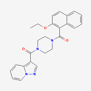 molecular formula C25H24N4O3 B2956565 (4-(2-Ethoxy-1-naphthoyl)piperazin-1-yl)(pyrazolo[1,5-a]pyridin-3-yl)methanone CAS No. 1396680-32-2