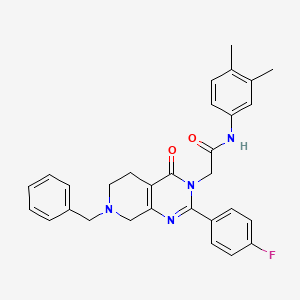 2-(7-benzyl-2-(4-fluorophenyl)-4-oxo-5,6,7,8-tetrahydropyrido[3,4-d]pyrimidin-3(4H)-yl)-N-(3,4-dimethylphenyl)acetamide