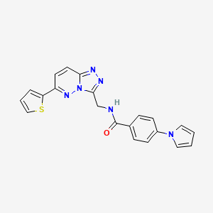 molecular formula C21H16N6OS B2956572 4-(1H-pyrrol-1-yl)-N-((6-(thiophen-2-yl)-[1,2,4]triazolo[4,3-b]pyridazin-3-yl)methyl)benzamide CAS No. 1903631-07-1