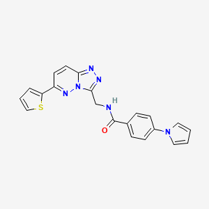 molecular formula C21H16N6OS B2956572 4-(1H-吡咯-1-基)-N-((6-(噻吩-2-基)-[1,2,4]三唑并[4,3-b]哒嗪-3-基)甲基)苯甲酰胺 CAS No. 1903631-07-1