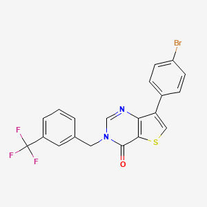 molecular formula C20H12BrF3N2OS B2956573 7-(4-溴苯基)-3-[3-(三氟甲基)苄基]噻吩并[3,2-d]嘧啶-4(3H)-酮 CAS No. 1207037-76-0