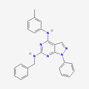 molecular formula C25H22N6 B2956583 N~6~-benzyl-N~4~-(3-methylphenyl)-1-phenyl-1H-pyrazolo[3,4-d]pyrimidine-4,6-diamine CAS No. 946369-07-9