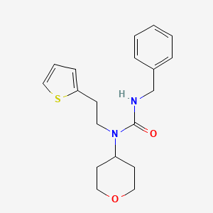 molecular formula C19H24N2O2S B2956591 3-benzyl-1-(tetrahydro-2H-pyran-4-yl)-1-(2-(thiophen-2-yl)ethyl)urea CAS No. 1797546-44-1