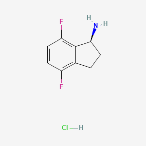 molecular formula C9H10ClF2N B2956598 (S)-4,7-二氟-2,3-二氢-1H-茚-1-胺盐酸盐 CAS No. 2135344-97-5