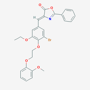 molecular formula C27H24BrNO6 B295660 4-{3-bromo-5-ethoxy-4-[2-(2-methoxyphenoxy)ethoxy]benzylidene}-2-phenyl-1,3-oxazol-5(4H)-one 