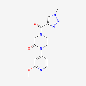 molecular formula C14H16N6O3 B2956608 1-(2-Methoxypyridin-4-yl)-4-(1-methyltriazole-4-carbonyl)piperazin-2-one CAS No. 2380099-04-5