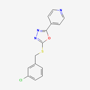 molecular formula C14H10ClN3OS B2956611 2-(3-Chlorobenzylthio)-5-(4-pyridyl)-1,3,4-oxadiazole CAS No. 478482-73-4