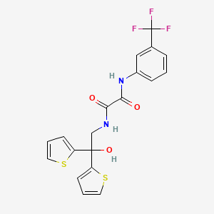 molecular formula C19H15F3N2O3S2 B2956625 N1-(2-hydroxy-2,2-di(thiophen-2-yl)ethyl)-N2-(3-(trifluoromethyl)phenyl)oxalamide CAS No. 2034478-98-1
