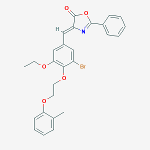 molecular formula C27H24BrNO5 B295664 4-{3-bromo-5-ethoxy-4-[2-(2-methylphenoxy)ethoxy]benzylidene}-2-phenyl-1,3-oxazol-5(4H)-one 