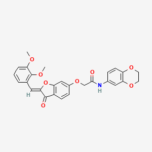 molecular formula C27H23NO8 B2956664 (Z)-N-(2,3-dihydrobenzo[b][1,4]dioxin-6-yl)-2-((2-(2,3-dimethoxybenzylidene)-3-oxo-2,3-dihydrobenzofuran-6-yl)oxy)acetamide CAS No. 892639-91-7