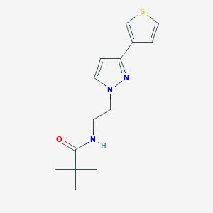 molecular formula C14H19N3OS B2956667 N-(2-(3-(thiophen-3-yl)-1H-pyrazol-1-yl)ethyl)pivalamide CAS No. 2034365-96-1