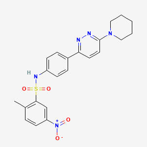 molecular formula C22H23N5O4S B2956675 2-methyl-5-nitro-N-(4-(6-(piperidin-1-yl)pyridazin-3-yl)phenyl)benzenesulfonamide CAS No. 898446-55-4