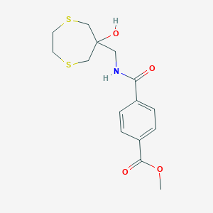 molecular formula C15H19NO4S2 B2956680 Methyl 4-[(6-hydroxy-1,4-dithiepan-6-yl)methylcarbamoyl]benzoate CAS No. 2415472-42-1