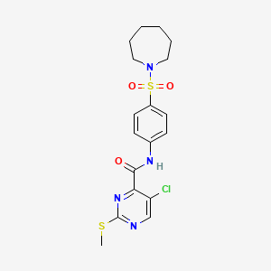 molecular formula C18H21ClN4O3S2 B2956682 N-[4-(azepan-1-ylsulfonyl)phenyl]-5-chloro-2-(methylsulfanyl)pyrimidine-4-carboxamide CAS No. 879944-70-4