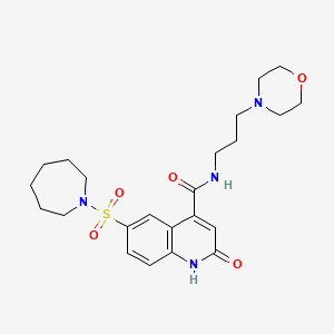 molecular formula C23H32N4O5S B2956685 6-(azepan-1-ylsulfonyl)-N-(3-morpholinopropyl)-2-oxo-1,2-dihydroquinoline-4-carboxamide CAS No. 687590-14-3