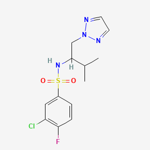 molecular formula C13H16ClFN4O2S B2956687 3-chloro-4-fluoro-N-(3-methyl-1-(2H-1,2,3-triazol-2-yl)butan-2-yl)benzenesulfonamide CAS No. 2034344-00-6