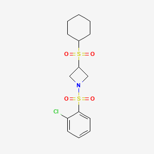 molecular formula C15H20ClNO4S2 B2956688 1-((2-Chlorophenyl)sulfonyl)-3-(cyclohexylsulfonyl)azetidine CAS No. 1448065-90-4