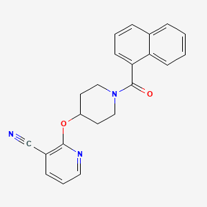 molecular formula C22H19N3O2 B2956693 2-((1-(1-Naphthoyl)piperidin-4-yl)oxy)nicotinonitrile CAS No. 1797861-78-9