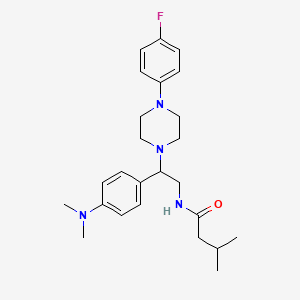 molecular formula C25H35FN4O B2956696 N-{2-[4-(dimethylamino)phenyl]-2-[4-(4-fluorophenyl)piperazin-1-yl]ethyl}-3-methylbutanamide CAS No. 946286-89-1