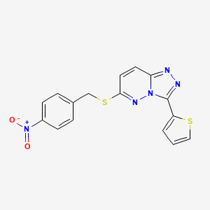 molecular formula C16H11N5O2S2 B2956699 6-[(4-Nitrophenyl)methylsulfanyl]-3-thiophen-2-yl-[1,2,4]triazolo[4,3-b]pyridazine CAS No. 868966-90-9