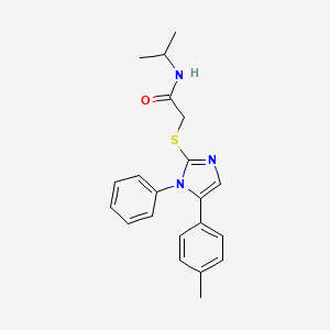 molecular formula C21H23N3OS B2956713 N-isopropyl-2-((1-phenyl-5-(p-tolyl)-1H-imidazol-2-yl)thio)acetamide CAS No. 1207006-36-7