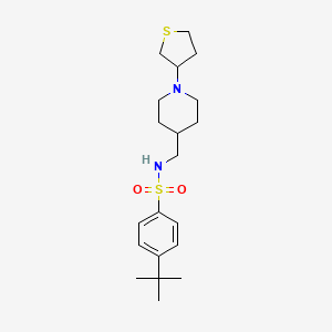 molecular formula C20H32N2O2S2 B2956715 4-(tert-butyl)-N-((1-(tetrahydrothiophen-3-yl)piperidin-4-yl)methyl)benzenesulfonamide CAS No. 2034477-36-4