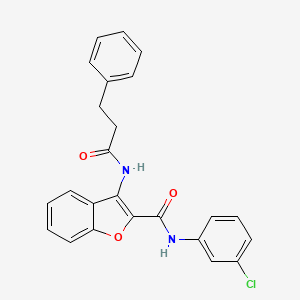 molecular formula C24H19ClN2O3 B2956723 N-(3-chlorophenyl)-3-(3-phenylpropanamido)benzofuran-2-carboxamide CAS No. 888440-43-5