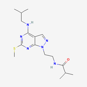 molecular formula C16H26N6OS B2956729 N-(2-(4-(异丁基氨基)-6-(甲硫基)-1H-吡唑并[3,4-d]嘧啶-1-基)乙基)异丁酰胺 CAS No. 941948-18-1