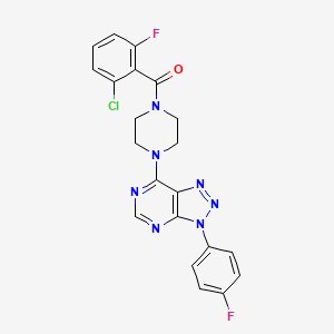 molecular formula C21H16ClF2N7O B2956770 (2-chloro-6-fluorophenyl)(4-(3-(4-fluorophenyl)-3H-[1,2,3]triazolo[4,5-d]pyrimidin-7-yl)piperazin-1-yl)methanone CAS No. 920385-81-5