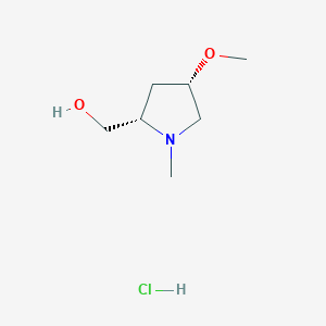 molecular formula C7H16ClNO2 B2956775 [(2S,4S)-4-甲氧基-1-甲基吡咯烷-2-基]甲醇；盐酸盐 CAS No. 2377005-09-7