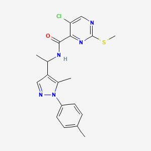 molecular formula C19H20ClN5OS B2956776 5-chloro-N-{1-[5-methyl-1-(4-methylphenyl)-1H-pyrazol-4-yl]ethyl}-2-(methylsulfanyl)pyrimidine-4-carboxamide CAS No. 1171747-96-8