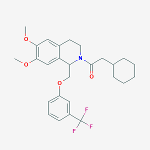 molecular formula C27H32F3NO4 B2956779 2-环己基-1-(6,7-二甲氧基-1-((3-(三氟甲基)苯氧基)甲基)-3,4-二氢异喹啉-2(1H)-基)乙酮 CAS No. 681154-25-6