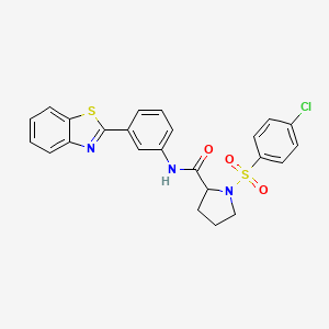 molecular formula C24H20ClN3O3S2 B2956780 N-(3-(benzo[d]thiazol-2-yl)phenyl)-1-((4-chlorophenyl)sulfonyl)pyrrolidine-2-carboxamide CAS No. 1049965-85-6
