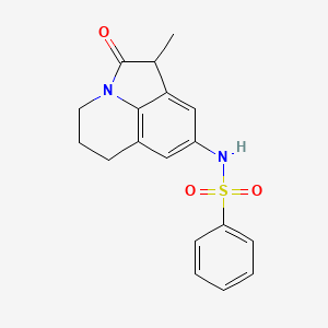 molecular formula C18H18N2O3S B2956782 N-(1-methyl-2-oxo-2,4,5,6-tetrahydro-1H-pyrrolo[3,2,1-ij]quinolin-8-yl)benzenesulfonamide CAS No. 906162-11-6
