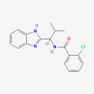 molecular formula C18H18ClN3O B2956786 N-(1-(1H-1,3-benzimidazol-2-yl)-2-methylpropyl)-2-chlorobenzenecarboxamide CAS No. 338423-15-7