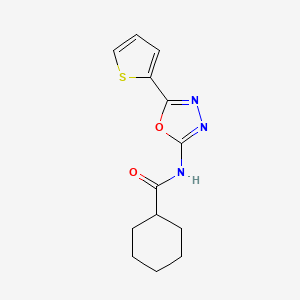 molecular formula C13H15N3O2S B2956797 N-(5-(噻吩-2-基)-1,3,4-恶二唑-2-基)环己烷甲酰胺 CAS No. 865287-81-6