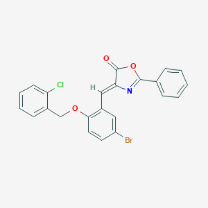 molecular formula C23H15BrClNO3 B295680 4-{5-bromo-2-[(2-chlorobenzyl)oxy]benzylidene}-2-phenyl-1,3-oxazol-5(4H)-one 