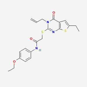 molecular formula C21H23N3O3S2 B2956802 2-((3-烯丙基-6-乙基-4-氧代-3,4-二氢噻吩并[2,3-d]嘧啶-2-基)硫代)-N-(4-乙氧基苯基)乙酰胺 CAS No. 421578-00-9