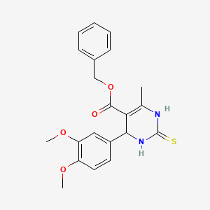 molecular formula C21H22N2O4S B2956852 4-(3,4-二甲氧基苯基)-6-甲基-2-硫代-1,2,3,4-四氢嘧啶-5-羧酸苄酯 CAS No. 616212-53-4