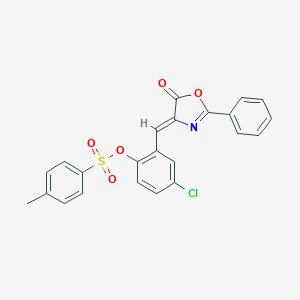 molecular formula C23H16ClNO5S B295687 4-chloro-2-[(5-oxo-2-phenyl-1,3-oxazol-4(5H)-ylidene)methyl]phenyl 4-methylbenzenesulfonate 