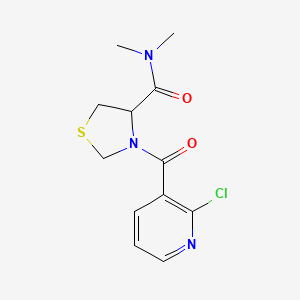 molecular formula C12H14ClN3O2S B2956881 3-(2-Chloropyridine-3-carbonyl)-N,N-dimethyl-1,3-thiazolidine-4-carboxamide CAS No. 1436010-45-5