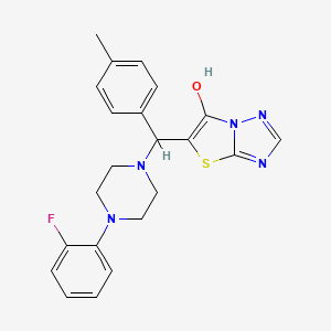 molecular formula C22H22FN5OS B2956888 5-((4-(2-Fluorophenyl)piperazin-1-yl)(p-tolyl)methyl)thiazolo[3,2-b][1,2,4]triazol-6-ol CAS No. 868219-52-7