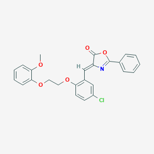 molecular formula C25H20ClNO5 B295689 4-{5-chloro-2-[2-(2-methoxyphenoxy)ethoxy]benzylidene}-2-phenyl-1,3-oxazol-5(4H)-one 