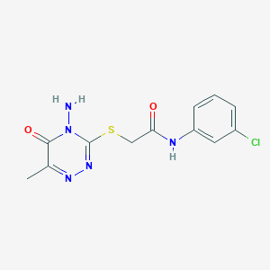 molecular formula C12H12ClN5O2S B2956893 2-((4-amino-6-methyl-5-oxo-4,5-dihydro-1,2,4-triazin-3-yl)thio)-N-(3-chlorophenyl)acetamide CAS No. 540498-77-9
